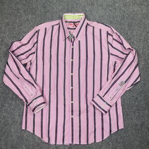 Robert Graham Shirt Mens Size 2XL Pink Blue Striped Causal Office Business Date